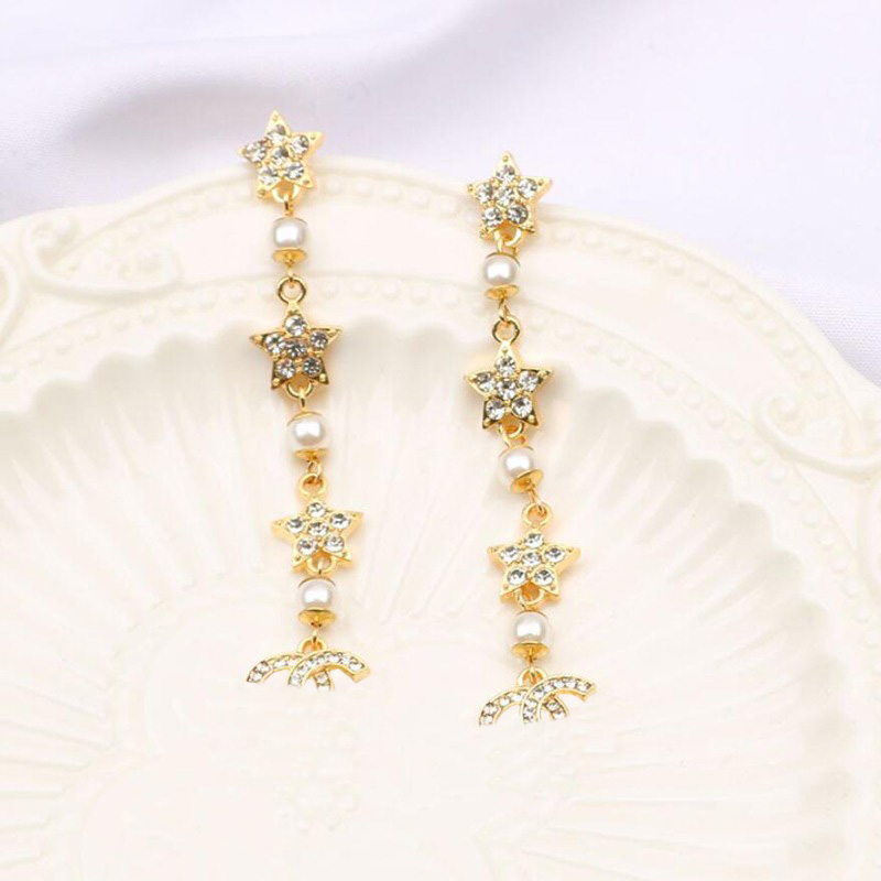 18K Gold Plated Ear Stud Earrings Brand Designers Geometry Double Letters Fashion Luxury Women Crystal Rhinestone Pearl Earring Wedding Party Jew