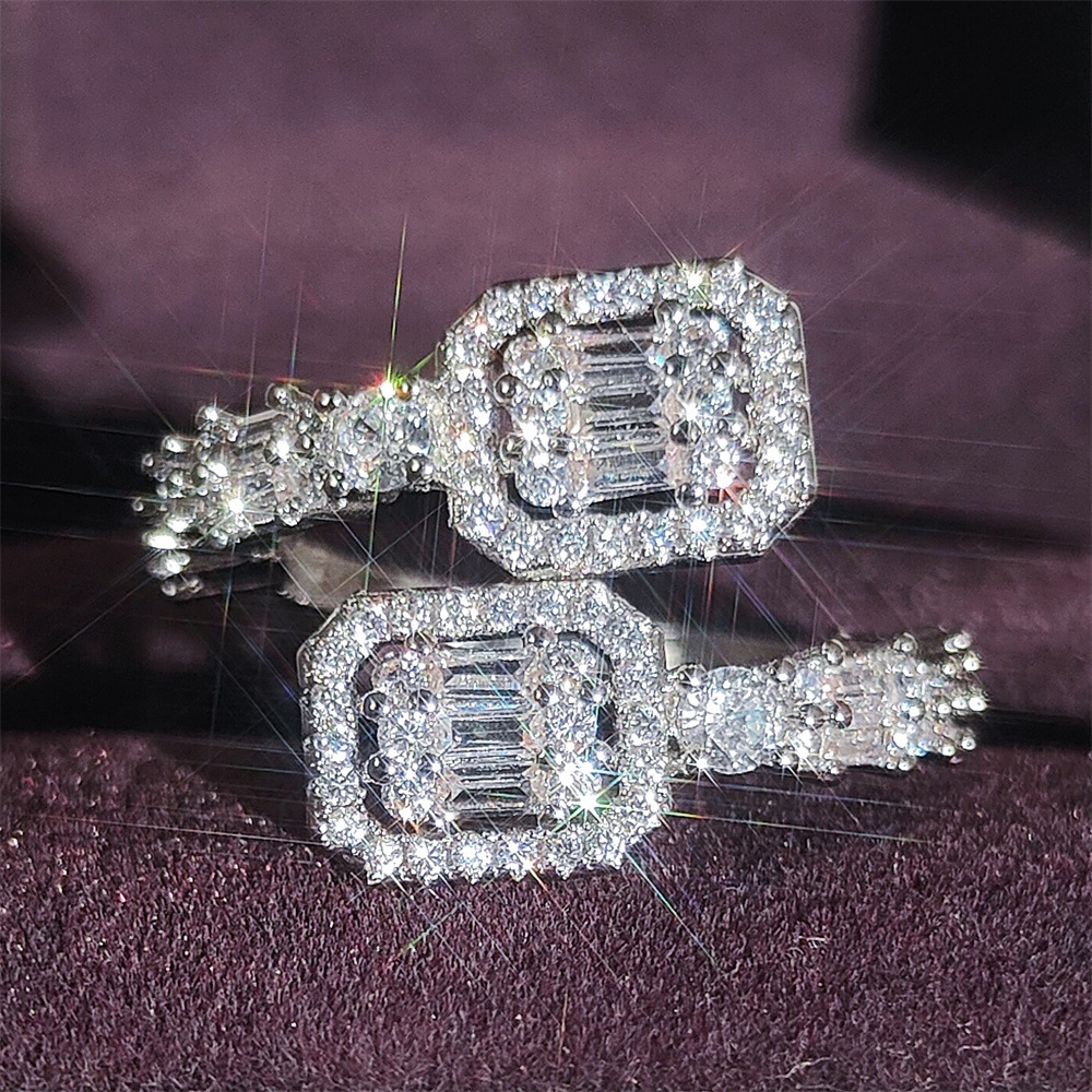 Luxury Designer Rings Silver Plated Brass Open Ring Fashion Geometric Design Women Crystal Diamond Metal Jewelry Classic Zircon Rings