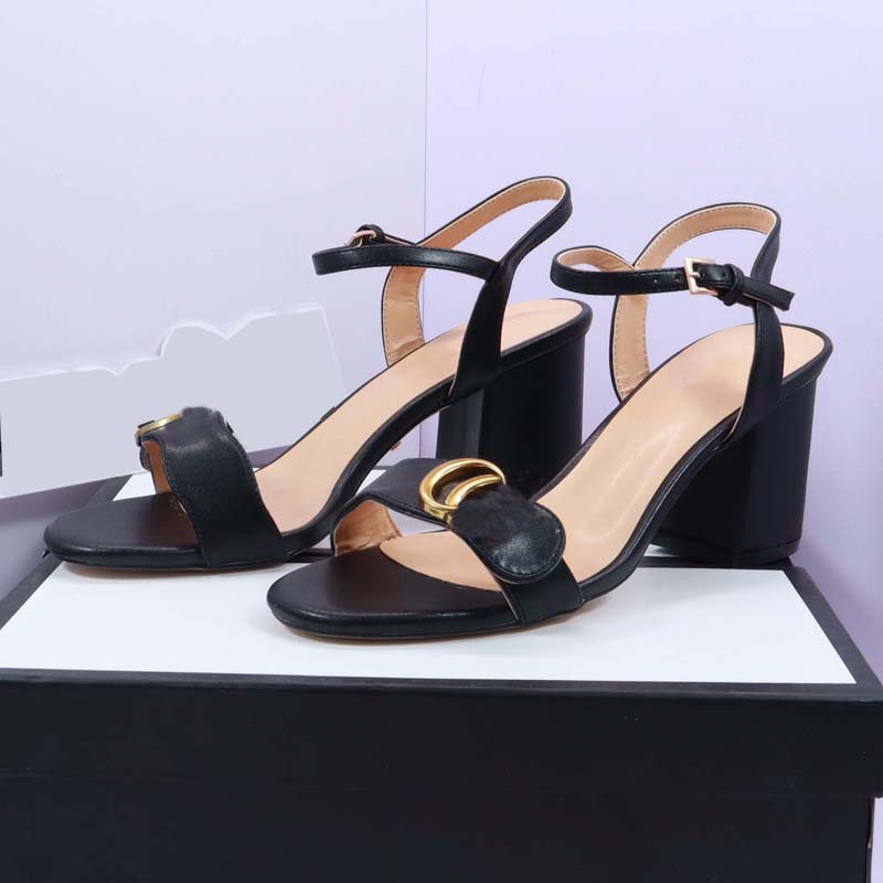 sandals Summer Classic High Heel Sandal designer womens Leather Mid Heels women l Ankle Buckle Rubber Sole Mules heeled Beach Sexy luxury Wedding-image-971864282