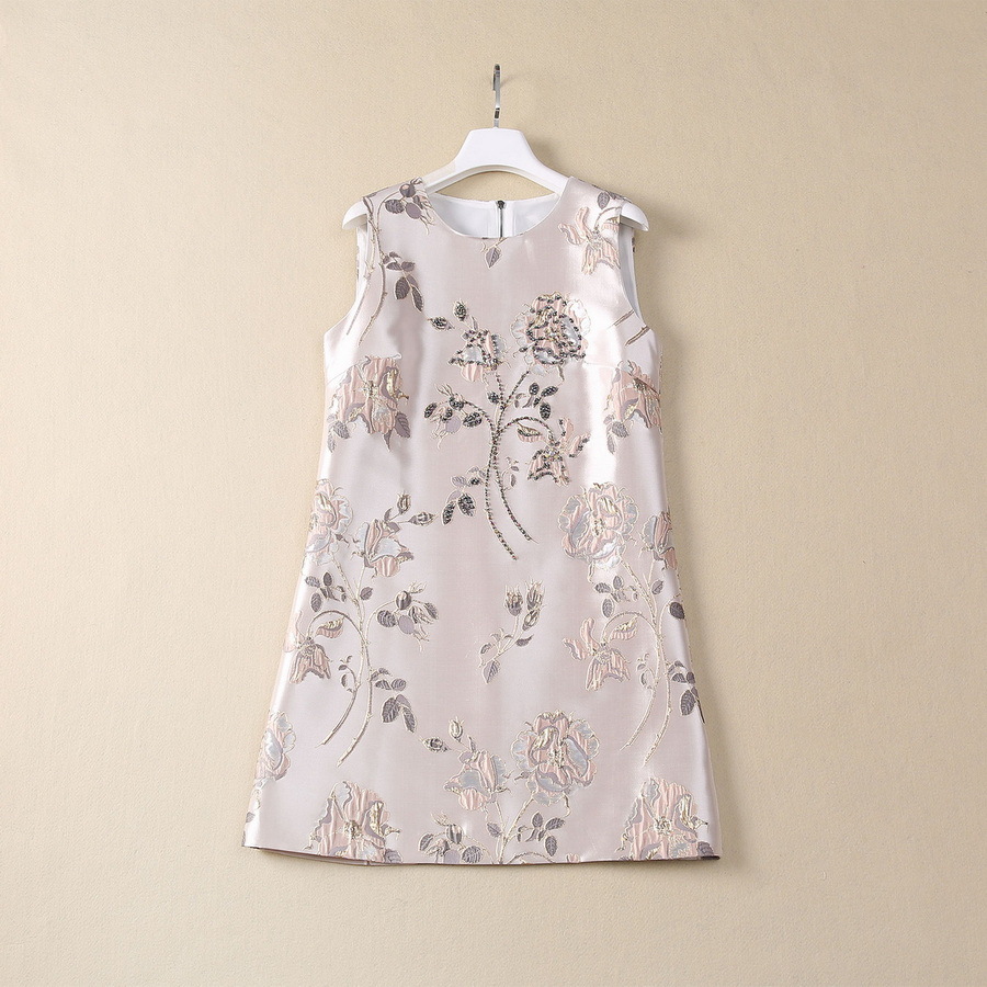 2024 Summer Rose Floral Per perle Jacquard Robe à manches courtes Couc rond Hingestone Straitement Robes décontractées S4Q162257 Plus taille xxl