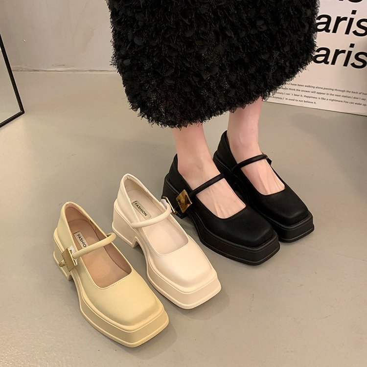Chunky heel British style small leather 2024 summer new French commuting spring and fall single shoes