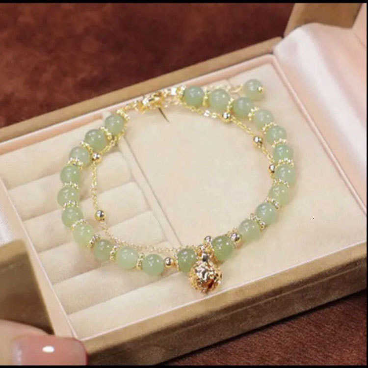 bracelets designer 925 Sterling Silver Bell Hotan Jade Bracelet Female Small Popular Korean Fresh High Level Double Layer Handwear
