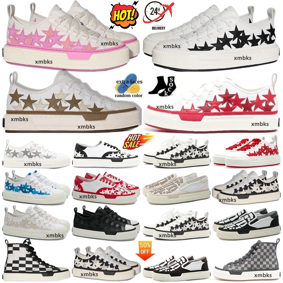 Stars Shoes Court Sneaker Star Sneakers Trainer Low Black White Pink Green Canvas Designer Men Shoe Women Trainers Platform Rubber High Top Fabri-image-999949352