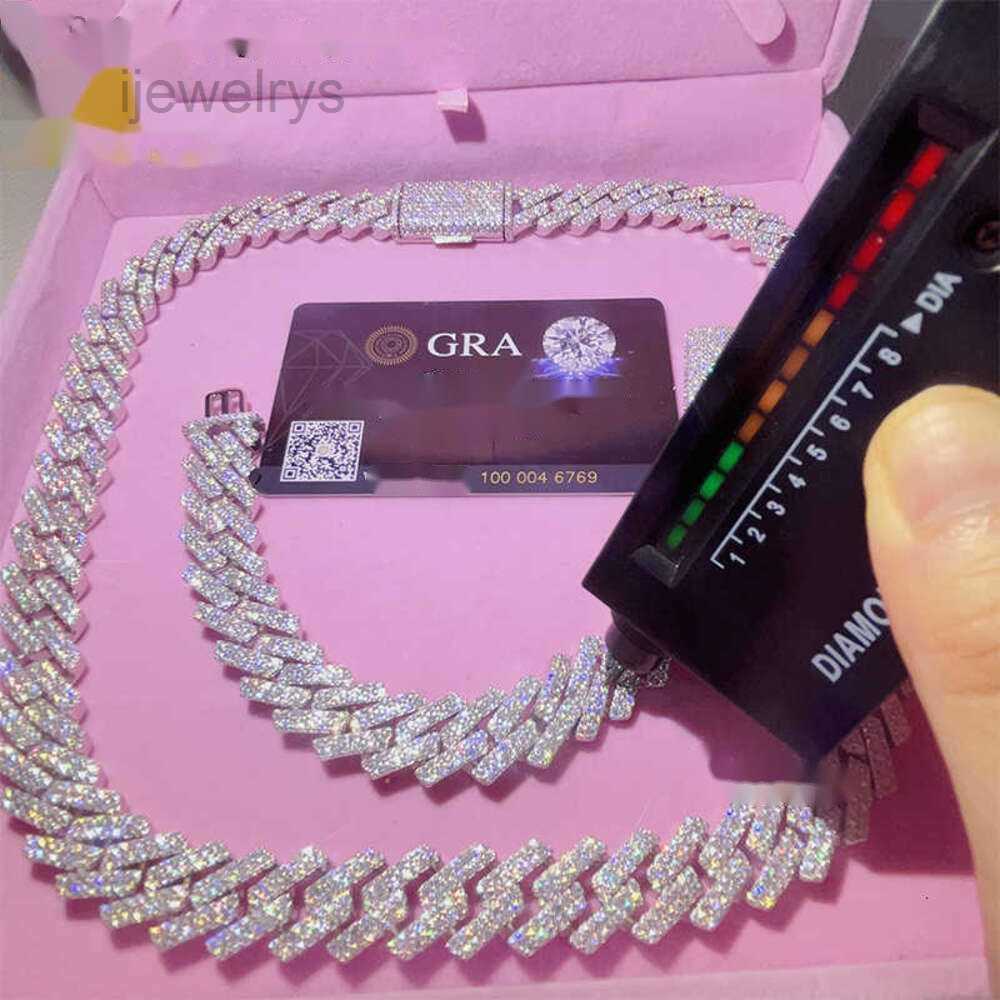 necklaces designer jewelry necklace chains for men chain 15mm moissanite bracelet men silver cuban link chain pass diamond tester GRA VVS moissanite