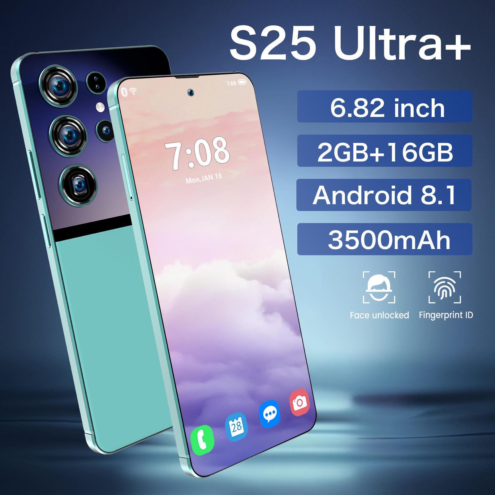 crossborder mobile phone s25 ultra 6 82inch incell large screen 2 16 memory allinone machine factory hot sale-image-1105263750