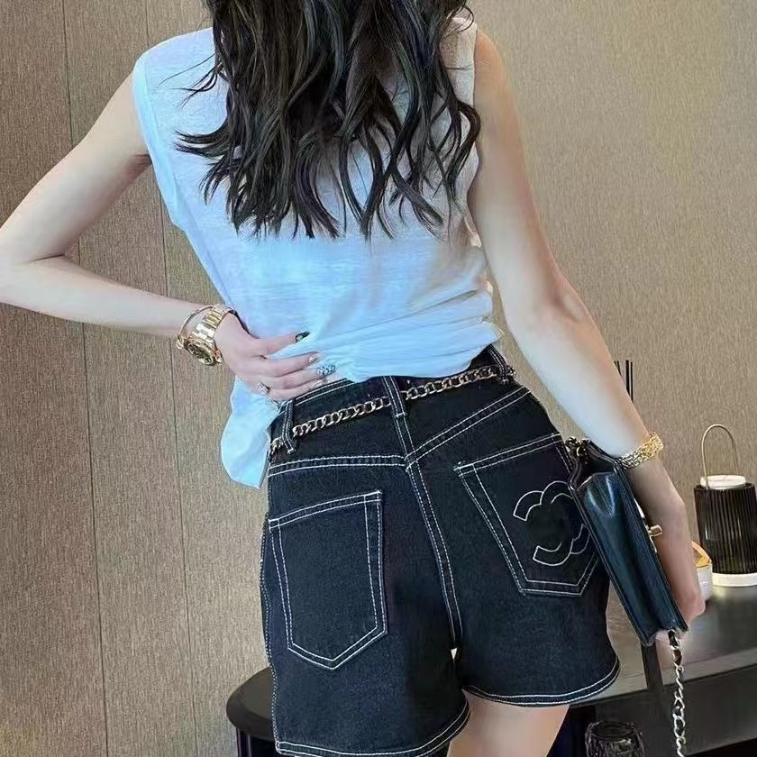 Designer de haute qualité 2024 Nouveau short denim mode poche décontractée noir brodered lettre logo