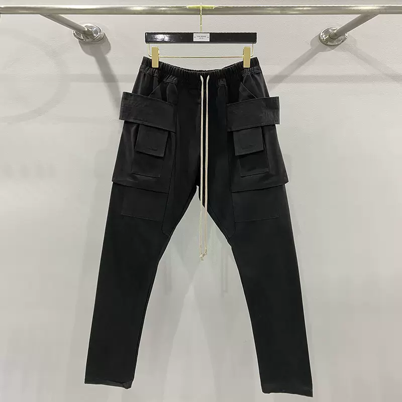 Men's Jeans Men Wax Black Pants Dark style double ring spring summer youth micro elastic casual solid color mid waist machine car length pan