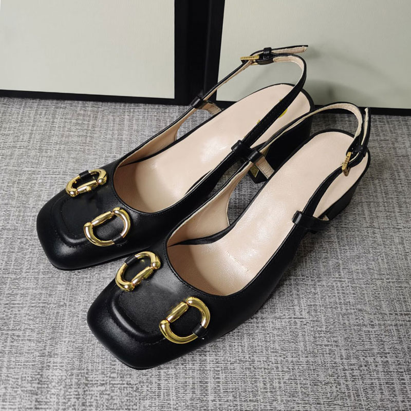 Sandales fermées en cuir d'été Designer T Stage Elegant Fashion Sandales à talons hauts Chaussures de bureau vintage français