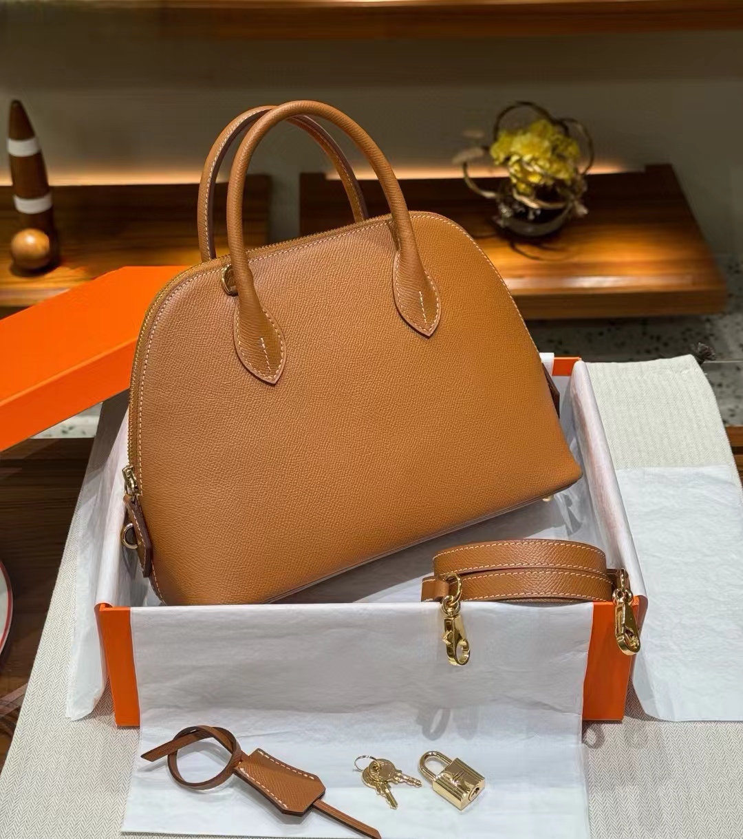 100% Real Leather Bolide 25 Shoulder Bag Shell Shape Crossbody Bags Women Designer 2024 New Luxury Brand Lady Top Handle Bag Purses And Handbags OL