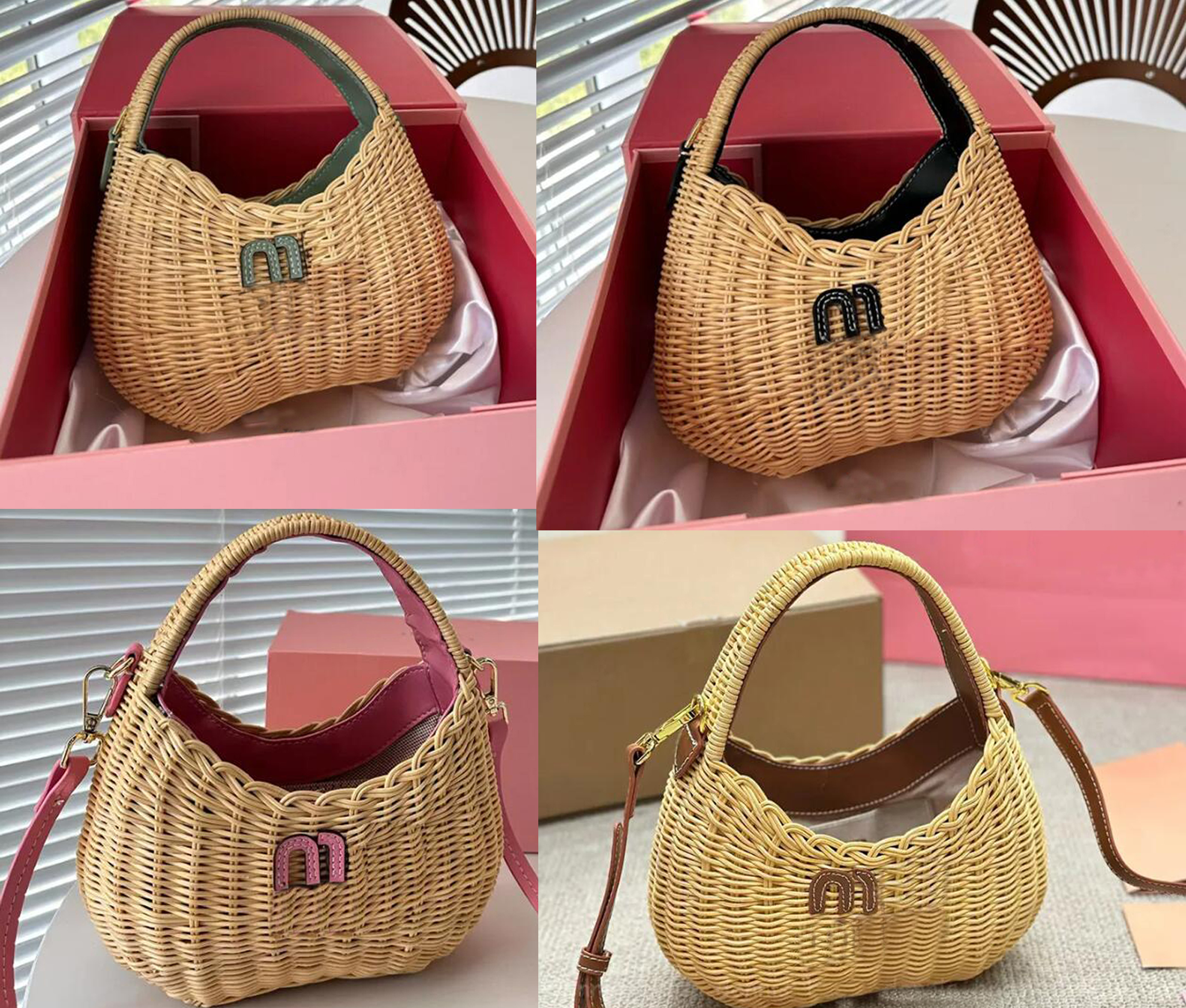 Women Totes handbags high quality MM shopping bag handbag hobo Hobo Straw Bags Fashion Womens Crossbody Bags New 2024 Small Woven Beach Bag Handb