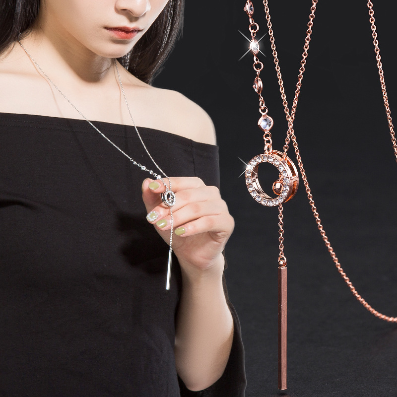Woolen chain wholesale women's long all-match simple high-end autumn and winter ornaments Korean fashion decorative chain necklace accessories