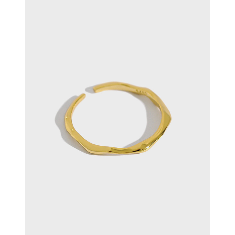 Hjz655 coréen empilable us anneau simple femelle sexy style minimal de surface irrégulière S925 Anneau fin en argent sterling