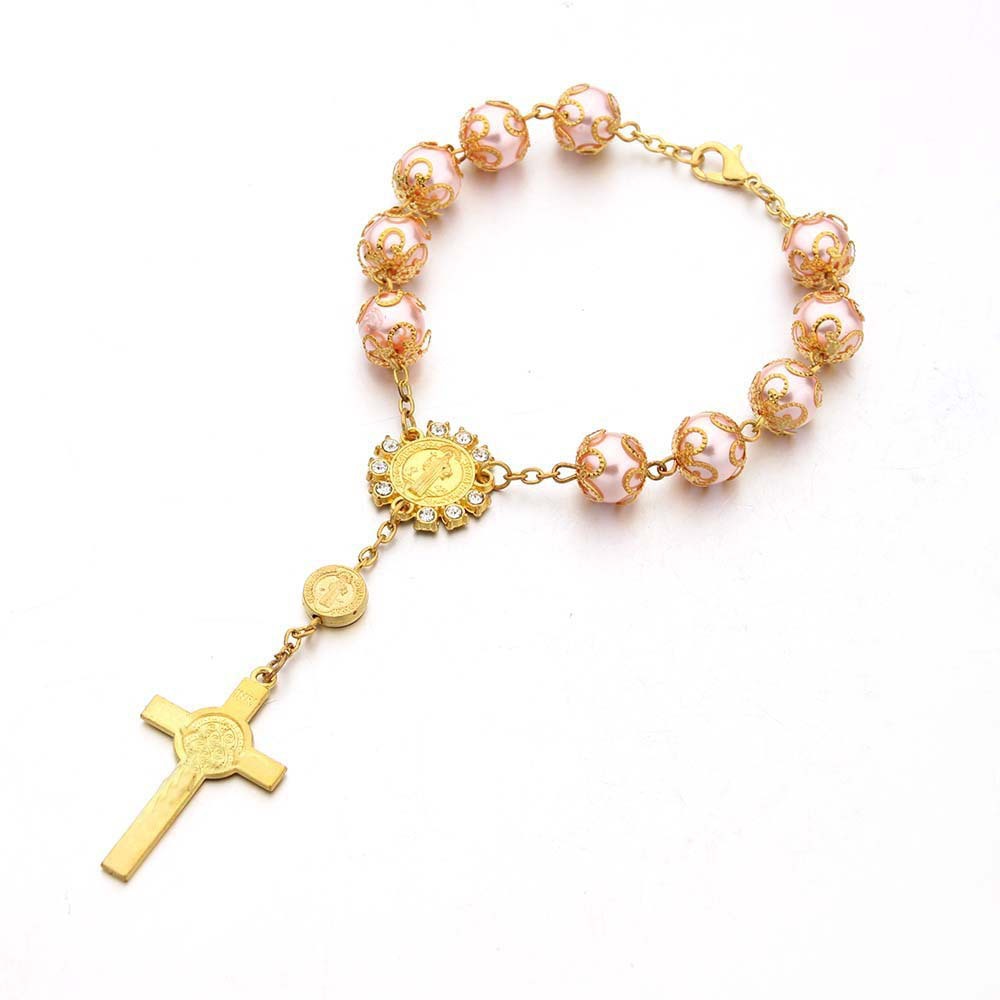 10MM glass pearl bracelet with flower holder beaded bracelet