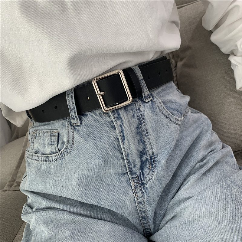 Spot wholesale New Korean men's and women's belt square buckle student belt simple fashion belt trend trouser belt