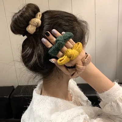 Fashion Jewelry 6pcs Women Hair Rope Autumn and Winter Bow Wool Holster Simple Headband Rubber Band Girl Hair Accessories 240709