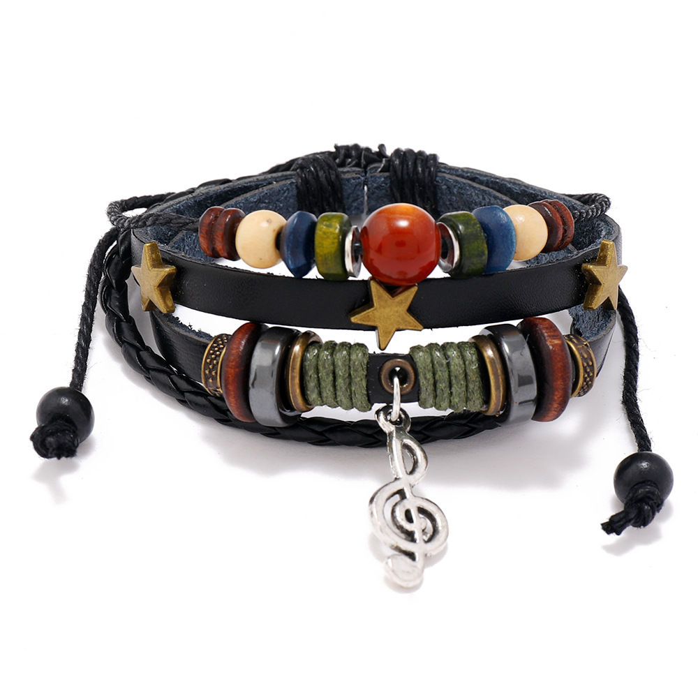 Europe et les États-Unis Bracelet en cuir en cuir à perles chauds