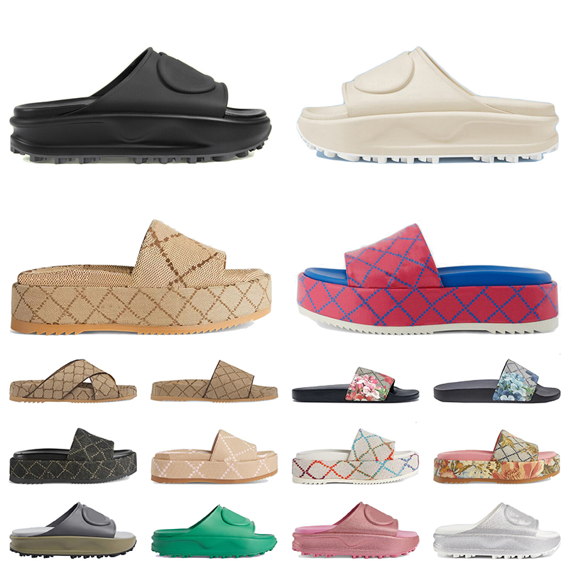 Luxury Fashion Canvas Slides Sandals Famous Designer Women Mens Platform Slippers Loafers Beach Shoes Soft Cloud Sandale Plate-forme Rubber Sliders