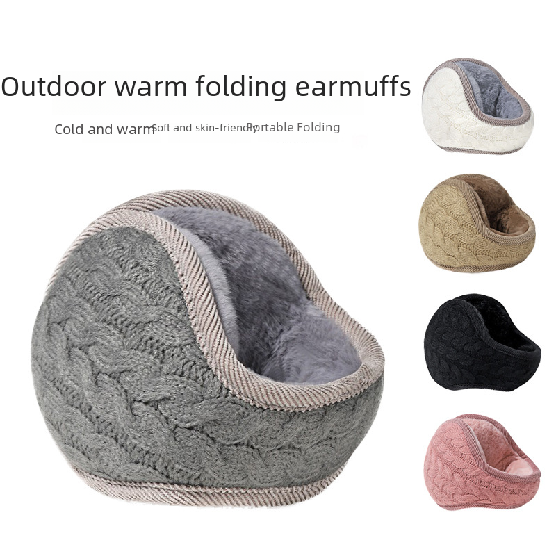 Hiver Vente de vente pliable Pollable Wear Tricoted Twisted Huit-Word Earmuffs Automne et hiver Fonction chaude Nouvelles oreilles
