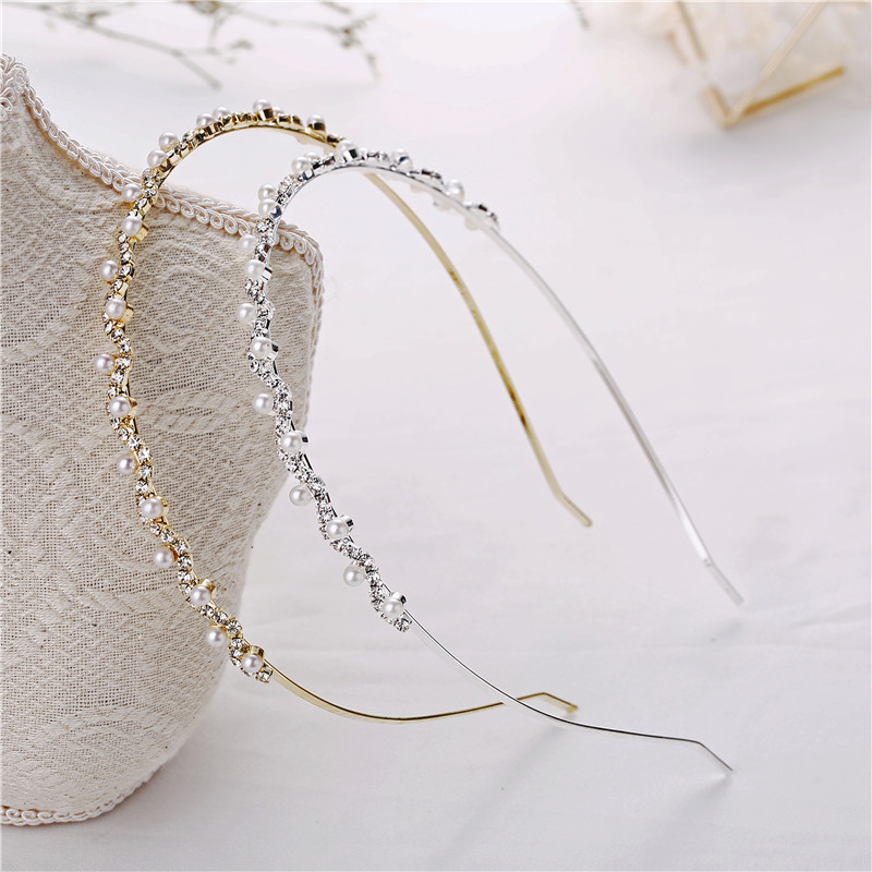 Korean fashion new trend rhinestone hairband headdress wholesale Pearl children headband fashion rhinestone hair accessories women