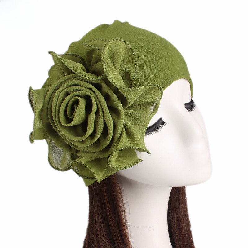 Nouveau style Big Flower Stretch Hood Femmes Élégant Chapeau de mode Chatothérapie
