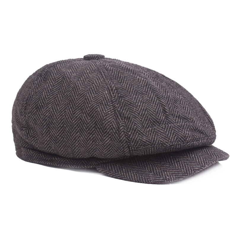 Middle-aged and elderly beret autumn and winter warm octagonal cap men's cap old man's foreign trade forward hat