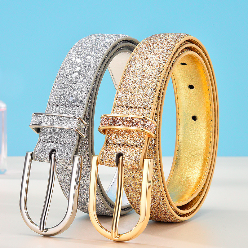 Vente chaude d'usine Nouvelle Fashion Women's's All-Match Corée Imitation or Imitation en cuir Pu Leather Tide Femme's Belt's Tide
