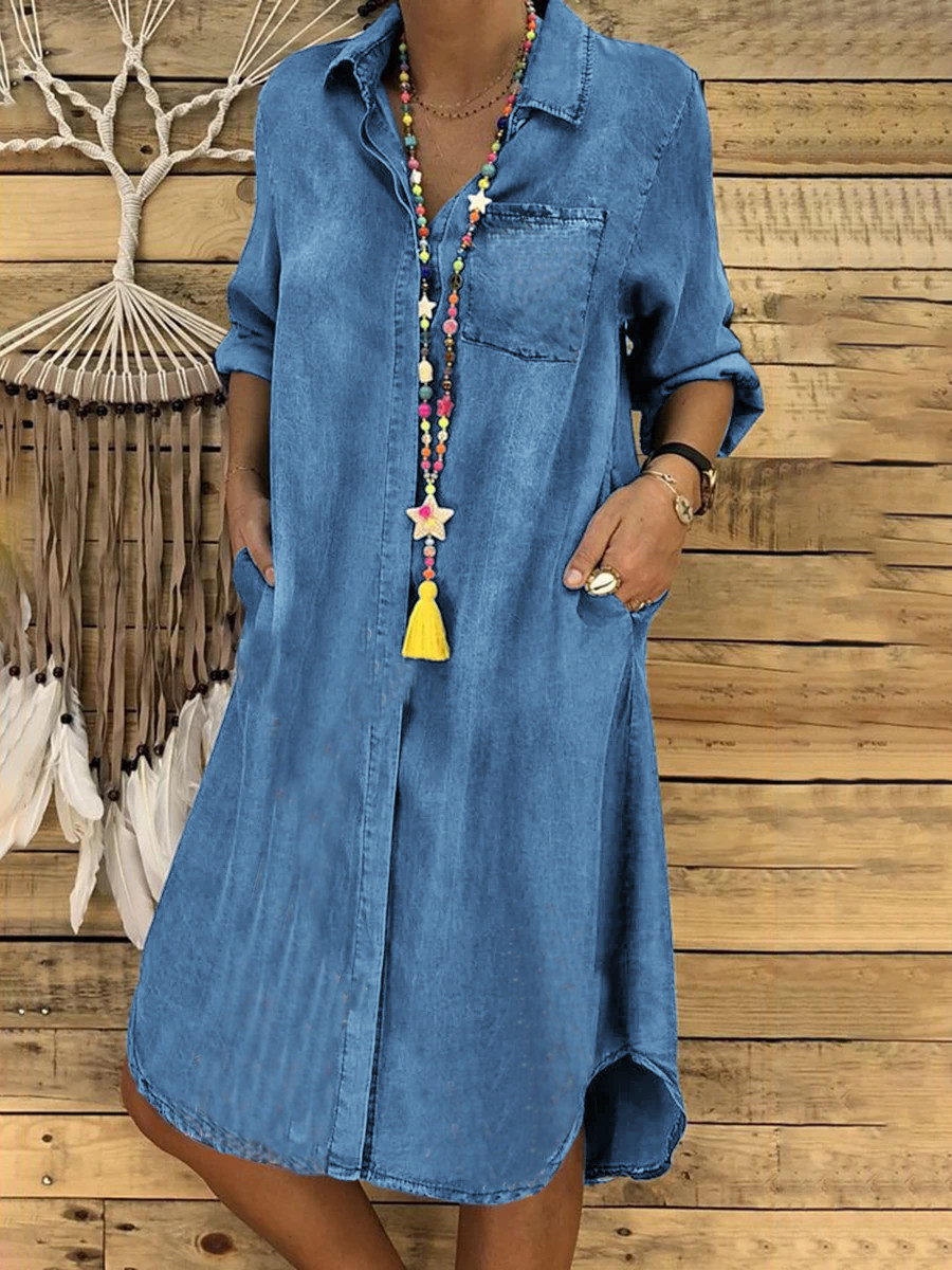 2023 Autumn Plus Size Women's Denim Dress Solid Color Large Size Casual Skirt Women's Elegant Dresses Women's Clothes