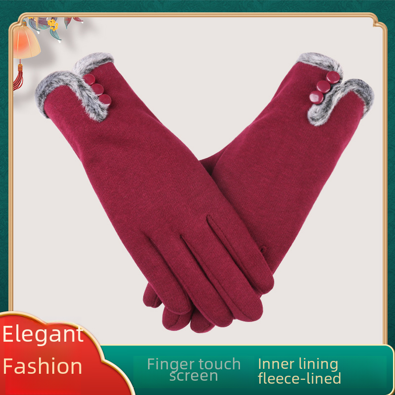Women's winter warm gloves not poured velvet touch screen plus velvet padded cold Korean winter gloves foreign trade cross-border