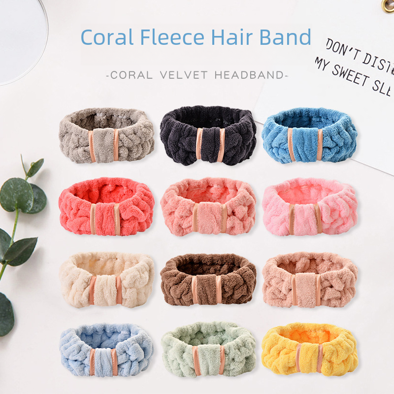 Cute Coral Fleece Bow Hair Band Wash Face Makeup Hair Band Women's Headband Yoga Sports Absorbent Hair Band