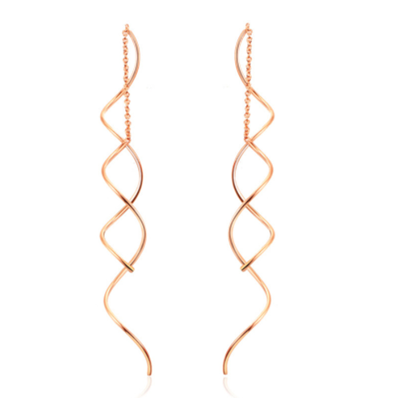 Boucles d'oreilles longues en forme de S de style coréen