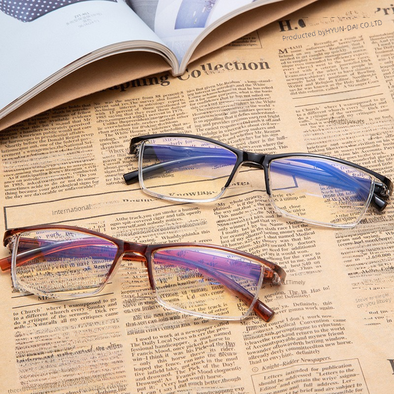 Presbydering Glasses Spring Leg Men's and Women's Fashionable Comfortable Half-frame Glasses Blue Film for Middle-aged and Elderly People