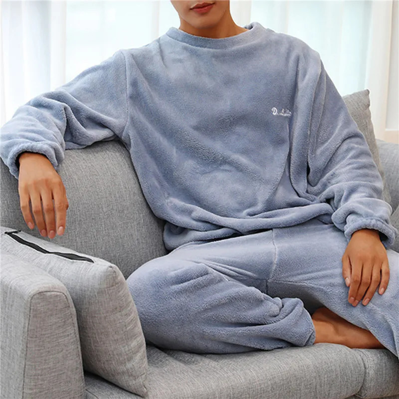 Jodimitty Autumn Winter Pajamas Mens Suits Thickened Coral Fleece Warm Couples Home Clothes Pijamas 240713