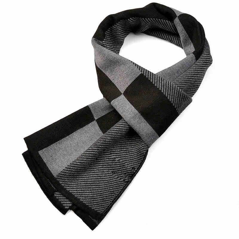 2023 autumn and winter scarf long fashion warm padded plaid men's scarf knitted scarf factory outlet