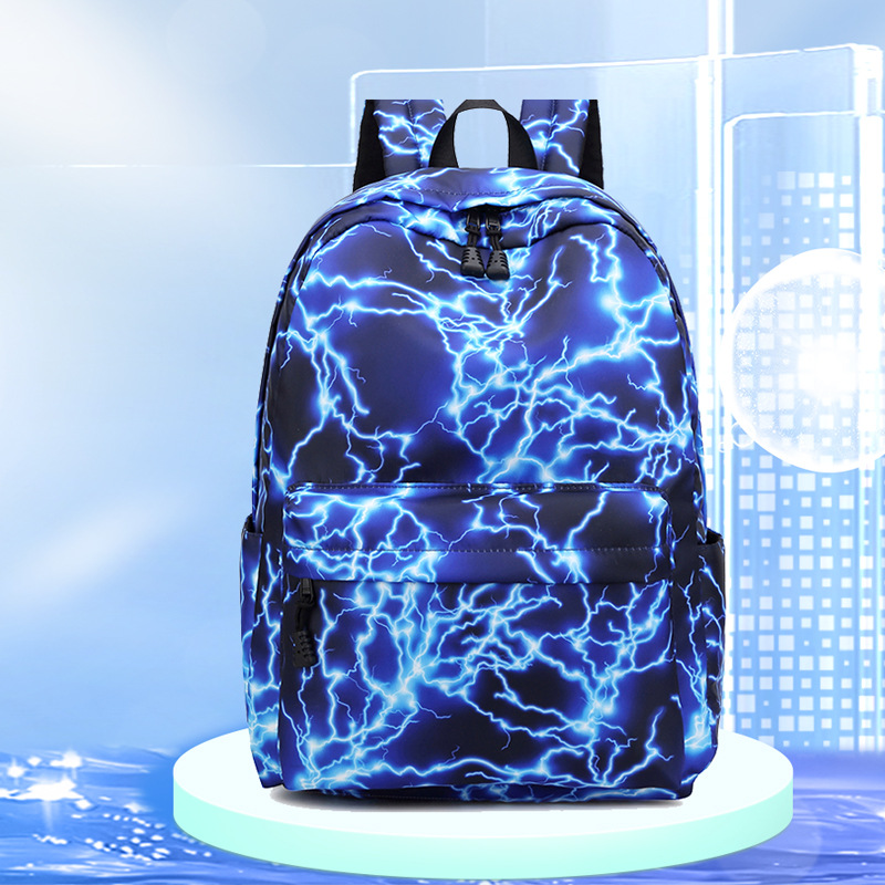 New Nylon Printed Backpack Women's Korean-style Middle School Student Schoolbag Starry Sky Lightning Large Capacity Backpack for Primary School