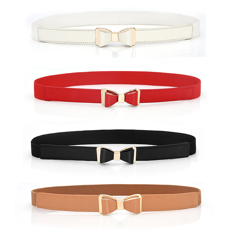Printemps et été de style coréen Stretch Black Couverture décorative Fashion Simple Bow Decoration de la ceinture mince élastique des femmes