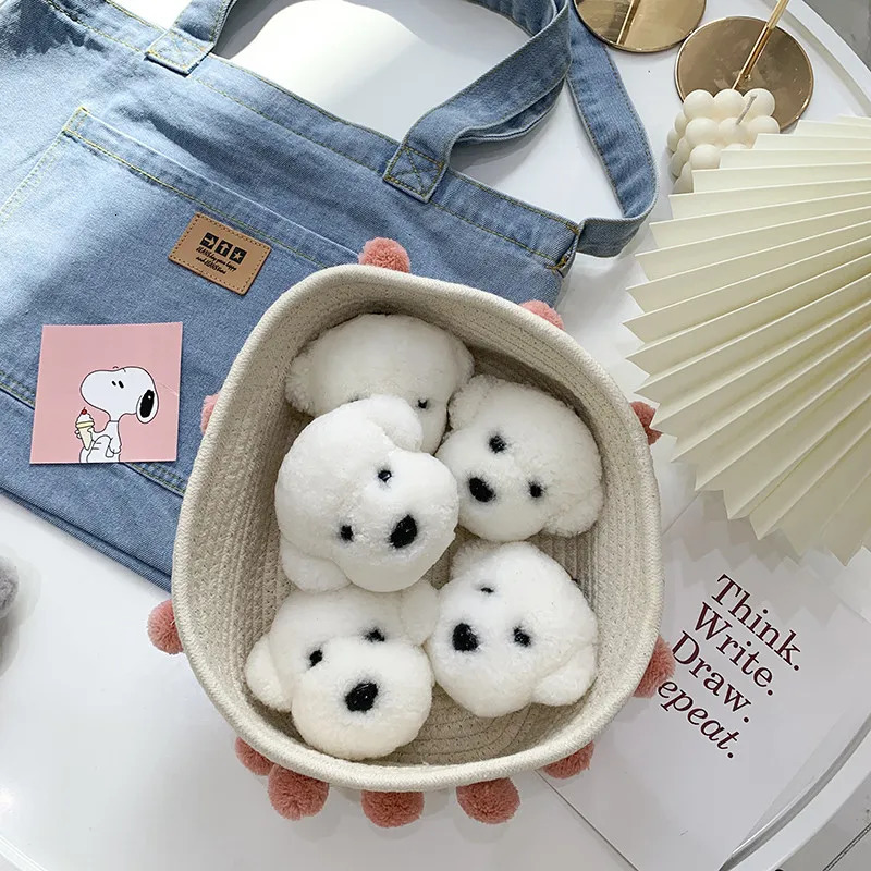 Women Real fur keychain Cute Wool Little White Dog Toy Soft Pom Key ring Bag Keychain Car Metal Key Trinket Gift Pendant 240717