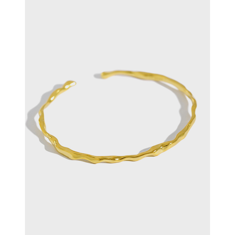 SF211 Korean-style S925 Sterling Silver Bracelet INS Simple Irregular Hammer Pattern Women's Bracelet Distinctive All-match Silver Bracelet