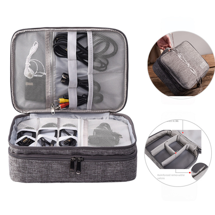 Nouveau sac de stockage électronique à trois couches en polyester polyester multifonctionnel de ligne de données sac de données de charge de char