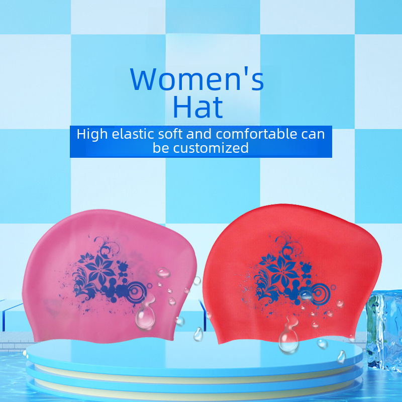 SC9000 ladies long hair swimming cap new ear protection swimming cap silicone adult long hair cap factory direct supply