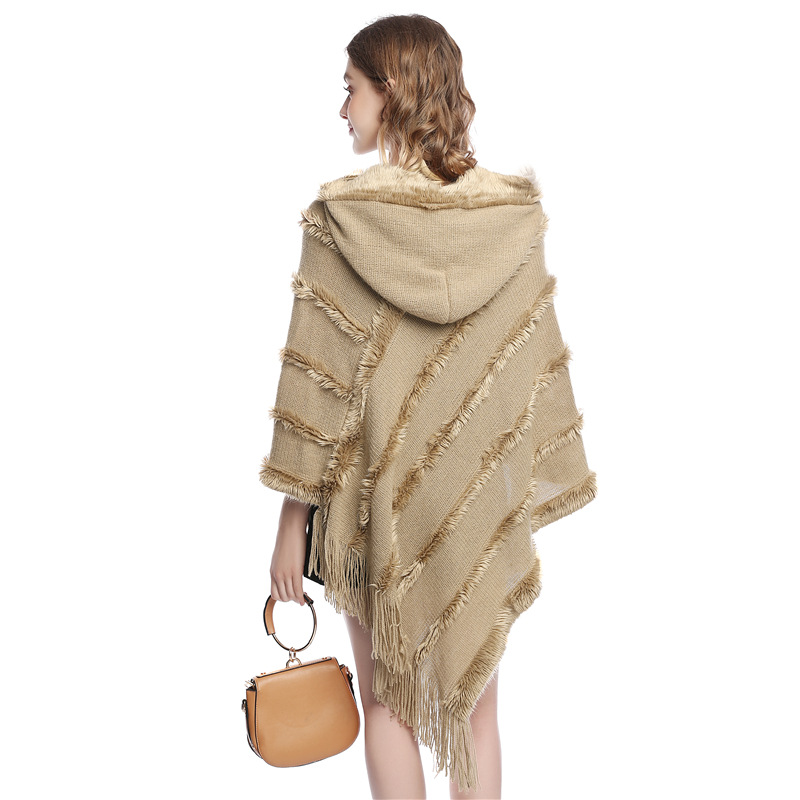 Autumn and winter hooded children tassel large size sweater wholesale new cashmere solid color coat Cape tide