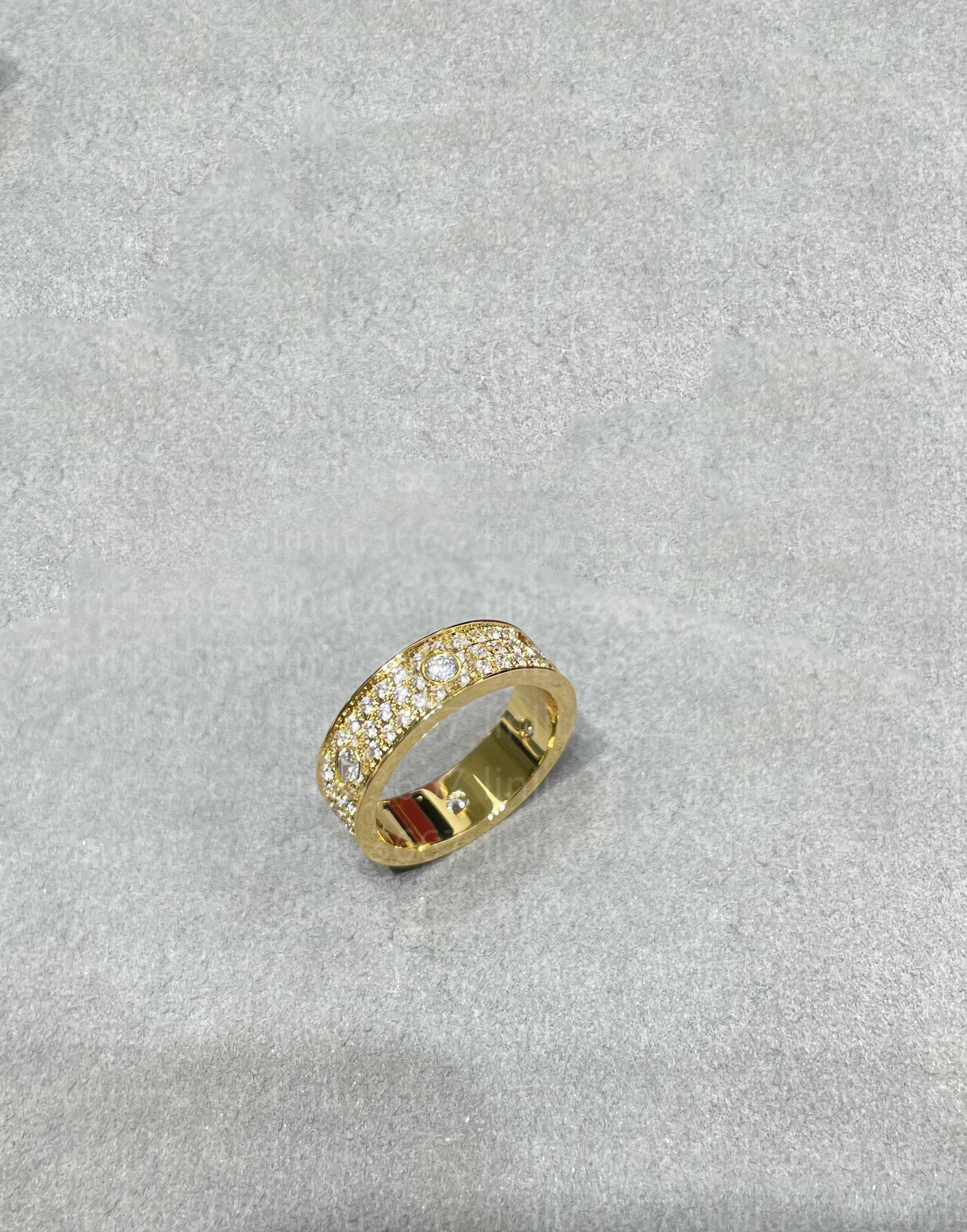Gold Thick Full diamonds ring Woman's plated Gold 18k Designer for gift ring love Top quality v-gold gold plated rings Classic Premium Jewelry