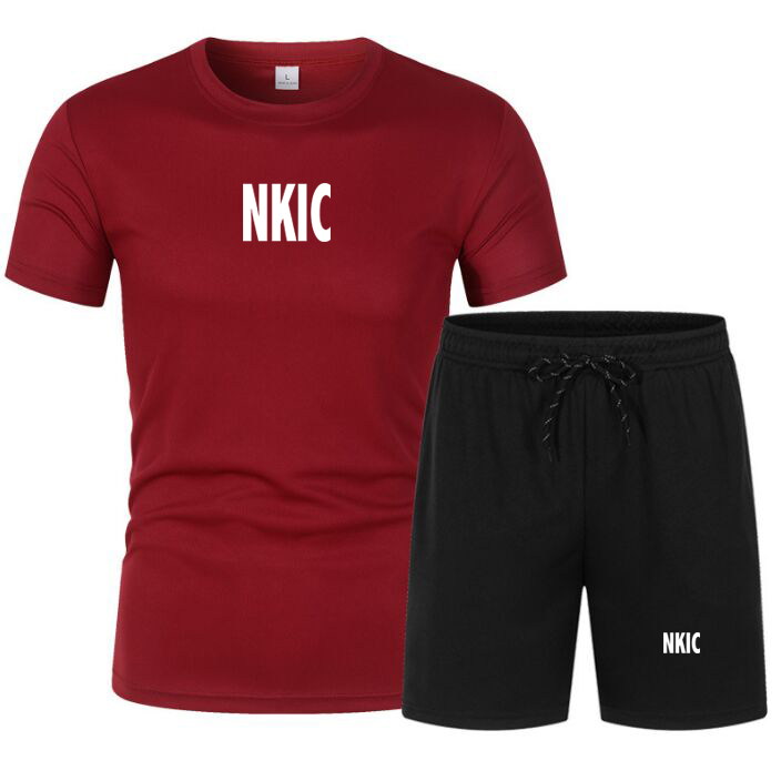 Summer Men's Brand LOGO Print Sets Fashion 2 Piece Set Tracksuits Men Casual Men Clothing Joggers Set Orange T Shirt Shorts Men Outfit Set-image-994511194