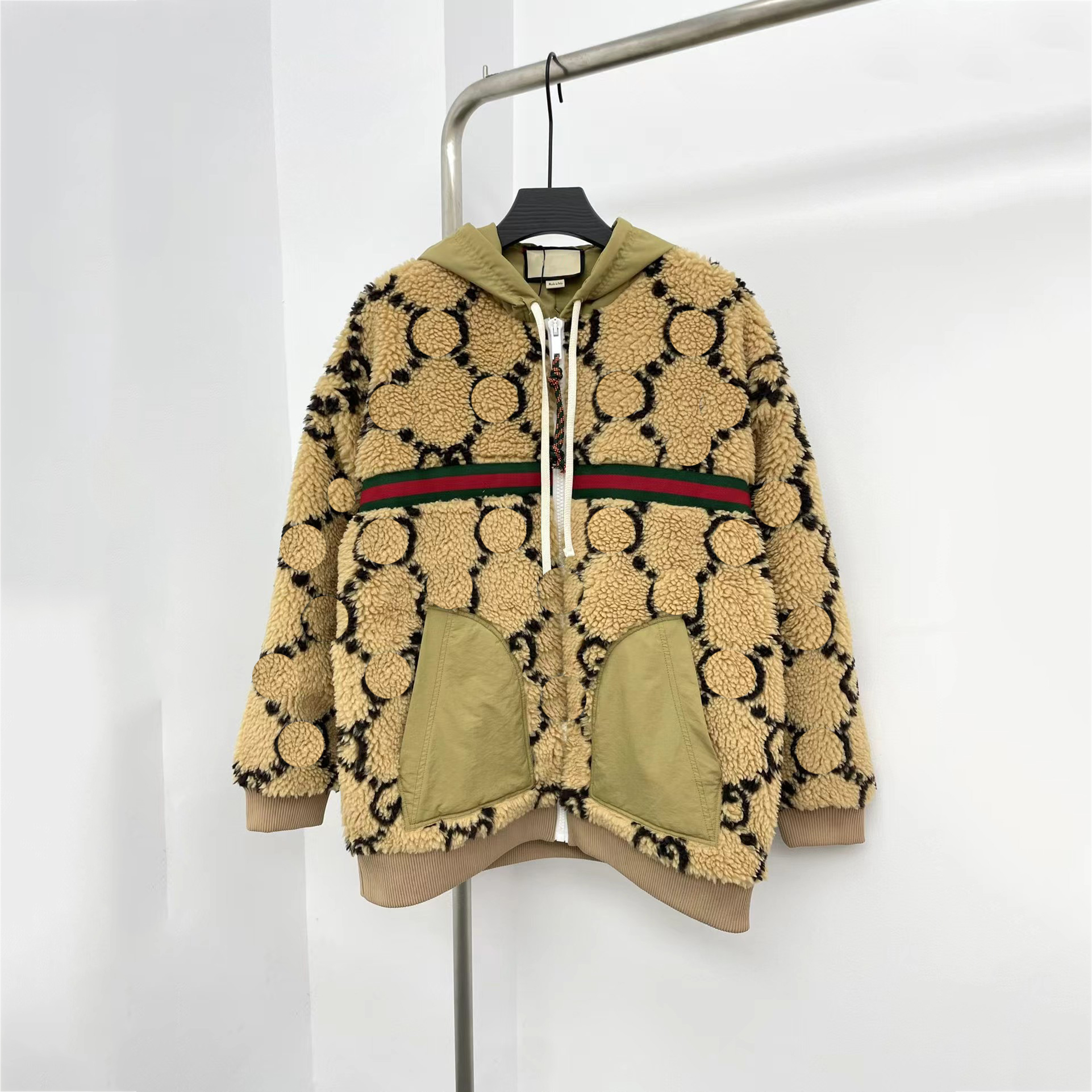 2024 Famous Brand Fashion Mens Fall/Winter Coat Luxury Brand Printed Womens Lamb Wool Hooded Jacket Mens Womens High Quality Casual Hoodie