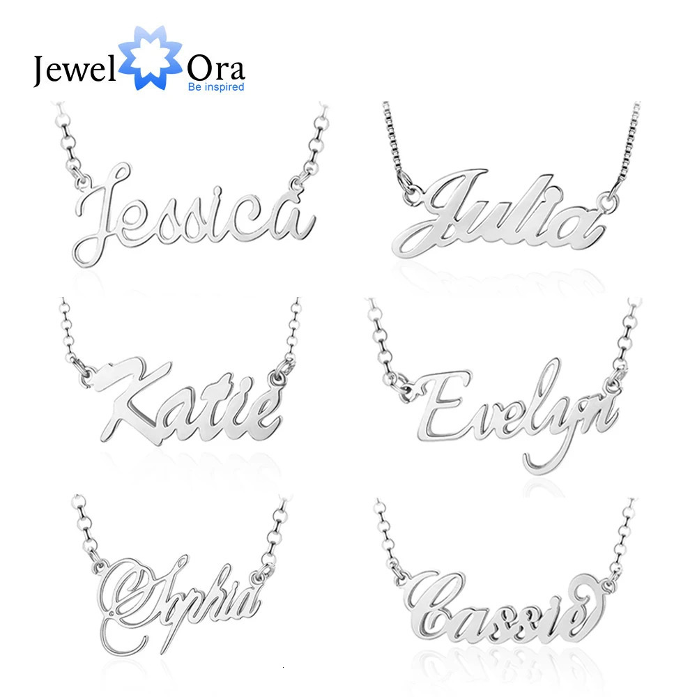 925 Sterling Silver Personalized Nameplate Letter Necklace Custom Name Pendants for Women Birthday Christmas Gift for Mother Mom 240719