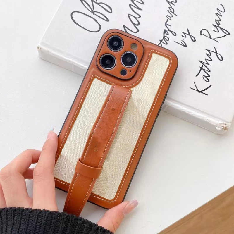 For iphone 15 15pro 14 14pro 13 13pro 12 12pro 11 11 pro max Phone Cases Fashion Designer Leather Case Luxury Cellphone Case Cover with Wristband-image-749381051