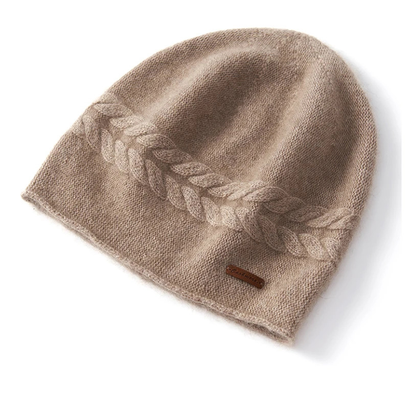 Women Cap Winter 100% Cashmere Knit Headgears Soft Warm Hats Fashion British Style Women Cap High Quality Lady Solid Hat 240717