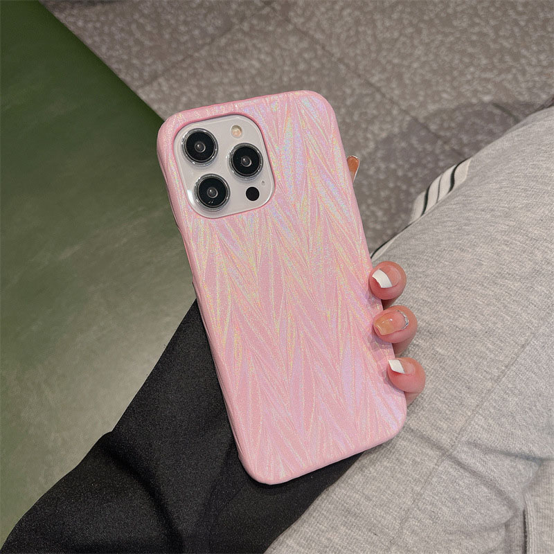 Iridescent Designer Phone Case for Apple iPhone 17 16 Pro Max 15 14 13 12 Luxury PU Leather Laser Diamond Hardwares Velvet Lining Back Cover Coqu-image-882749654