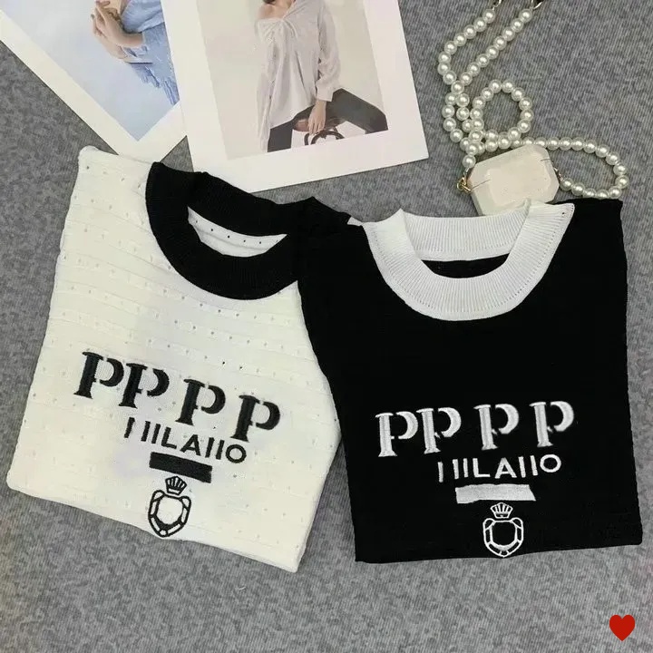 Womens designer clothing top Fashion t shirt women Tees T-shirt Embroidered Sexy T-shirts Summer Knitted Top Breathable Pullover White Tops-image-971234697
