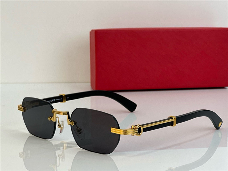 New fashion design square sunglasses 0362S rimless frame wooden temples simple and popular style outdoor UV400 protection glasses