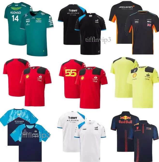 Mens T-shirts 2024 24 Formula 1 F1 Racing Mclaren Aston Martin Sets Carlos Sainz Charles Leclerc Set Up Casual Breathable Polo Summer Car Motorsport